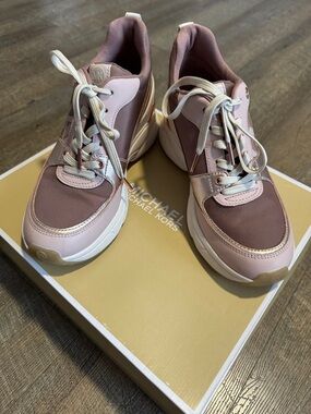 Michael Kors Rose Pink and Blush Platform Lace-Up Sneakers